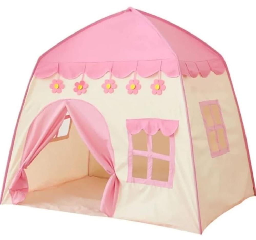 خيمة تيبي كبيرة للاطفال من ياراتيك، خيمة لعب محمولة للاطفال، مناسبة للبنات والاولاد في الاماكن المغلقة والمفتوحة، خيمة لعب للاطفال (زهور بينك)