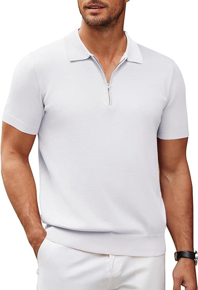 كوفاندي قميص بولو كاجوال محبوك باكمام قصيرة وسوستة للرجال