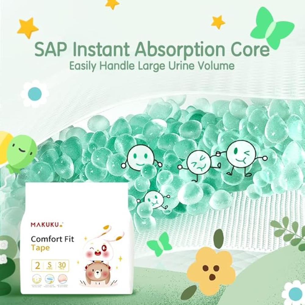 حفاضات أطفال قابلة للتصرف ناعمة عالية الامتصاص عبوة جامبو 30 قطعة