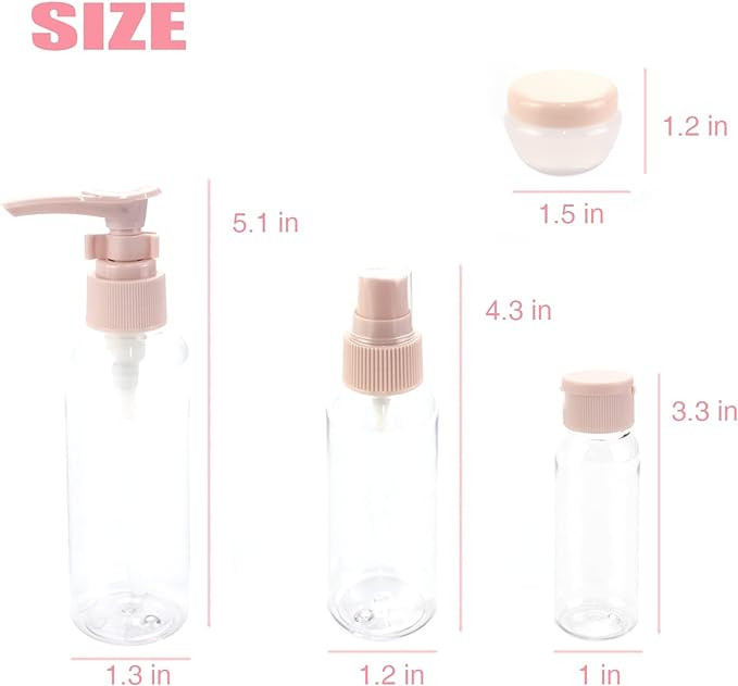 طقم زجاجات سفر لمستحضرات التجميل مانع للتسرب 11 قطعة