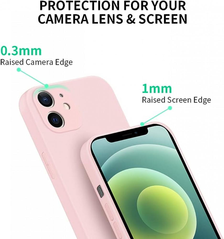 حافظة حماية رفيعة للغاية من جل السيليكون لجهاز ايفون 12 مقاس6.1 انش، حماية شاملة ضد الخدش مع خاصية مضادة للصدمات بفضل ماص الصدمات، زهري