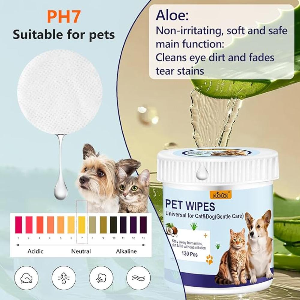 مناديل مبللة للحيوانات الأليفة بي كير 130 منديل لطيفة مضادة للحساسية