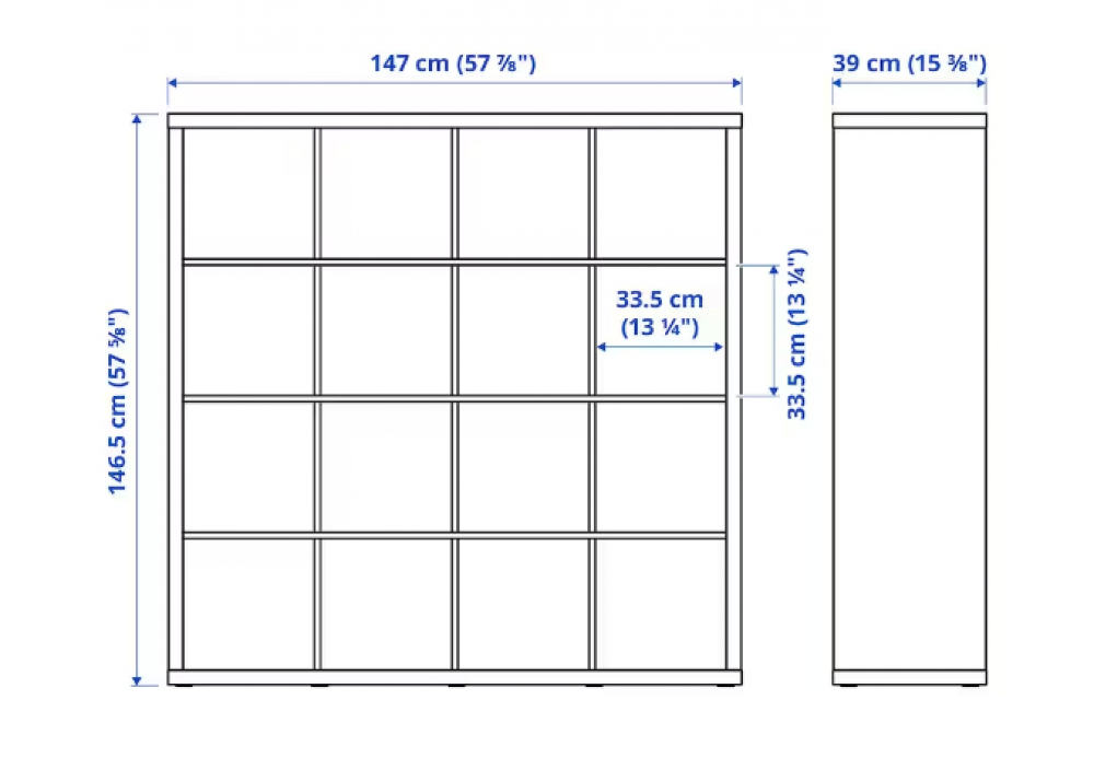 وحدة أرفف KALLAX من IKEA 16 خانة أبيض 147x147 سم قابلة للتجميع