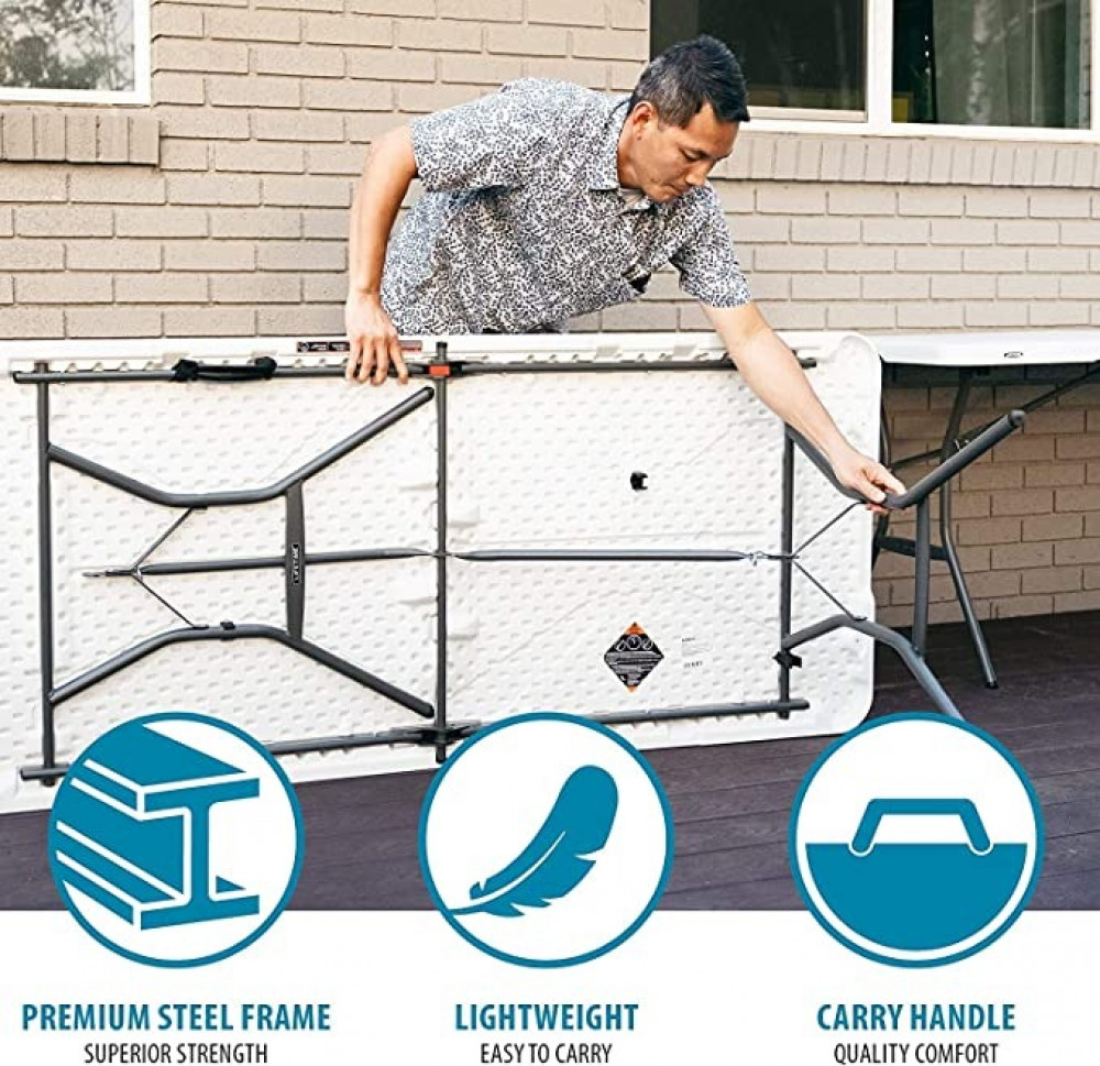 طاولة سينتر فولد قابلة للطي من كلاس، قياس 6 قدم، لون ابيض - CLDNBM09