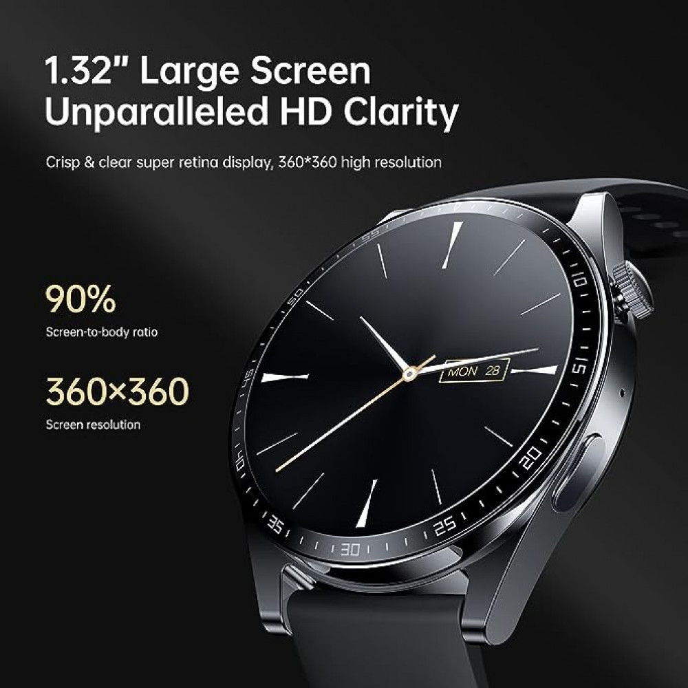 ساعة ذكية JR-FC2 جوي روم، ساعة ضد الماء بمعيار IP 68 لاستقبال واجراء المكالمات تدعم اللغة العربية ومتوافقة مع جوالات ايفون واندرويد، جهاز تتبع لياقة بدنية يتابع معدل ضربات القلب (سوار ساعة اضافي)