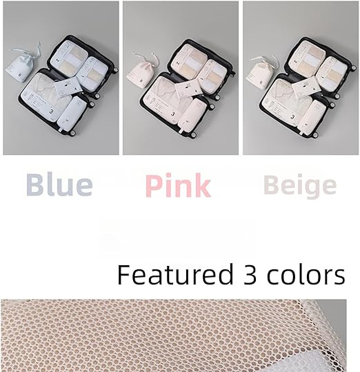 مجموعة تنظيم وتخزين للسفر مكونة من 6 قطع من جيه دي ال واي ايفر، بدلة متعددة الوظائف بسعة كبيرة لتخزين تصنيف ملابس السفر، تنظيم بسيط للملابس والاحذية ومستلزمات النظافة (بينك)