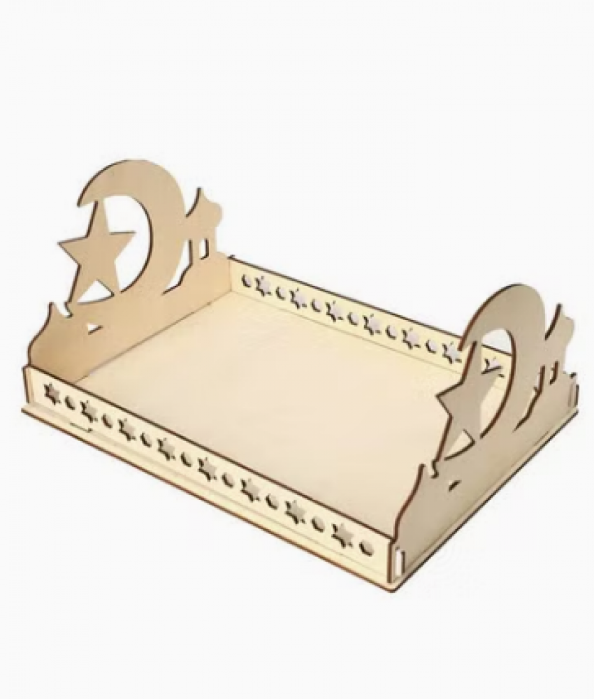 صينية خشبية للطاولة بتصميم شهر رمضان بيج 358x259x173سم