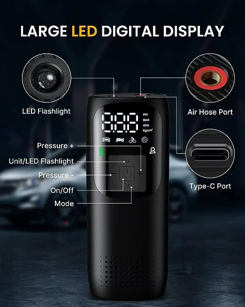 منفاخ هواء للاطارات ومنفاخ صغير للدراجة من ابسون، ضاغط هواء محمول للسيارة والدراجة، 150 باوند لكل انش مربع، ايقاف تشغيل تلقائي مع صمام بريستا / شريدر