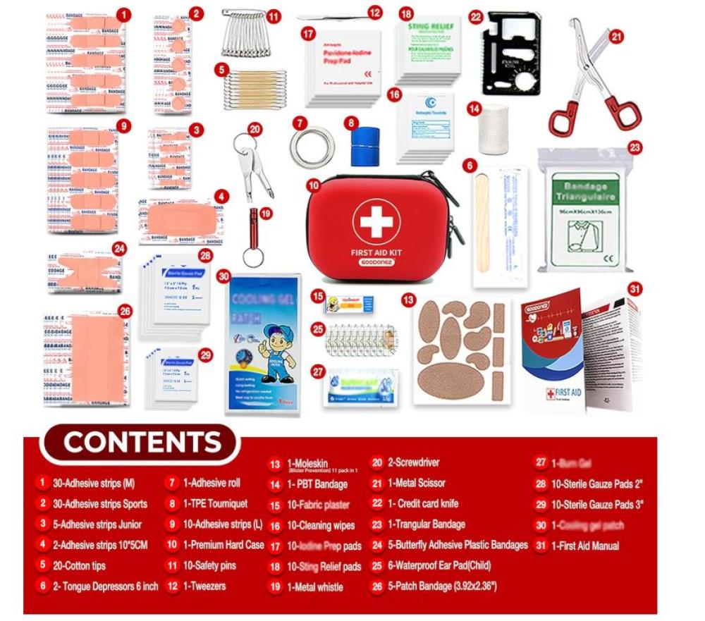مجموعة إسعافات أولية 104 قطعة بحافظة EVA مقاومة للماء صغيرة محمولة
