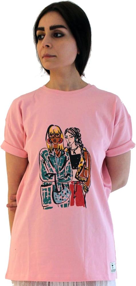 تي شيرت مقاس كبير اوفر سايز نسائي - وردي