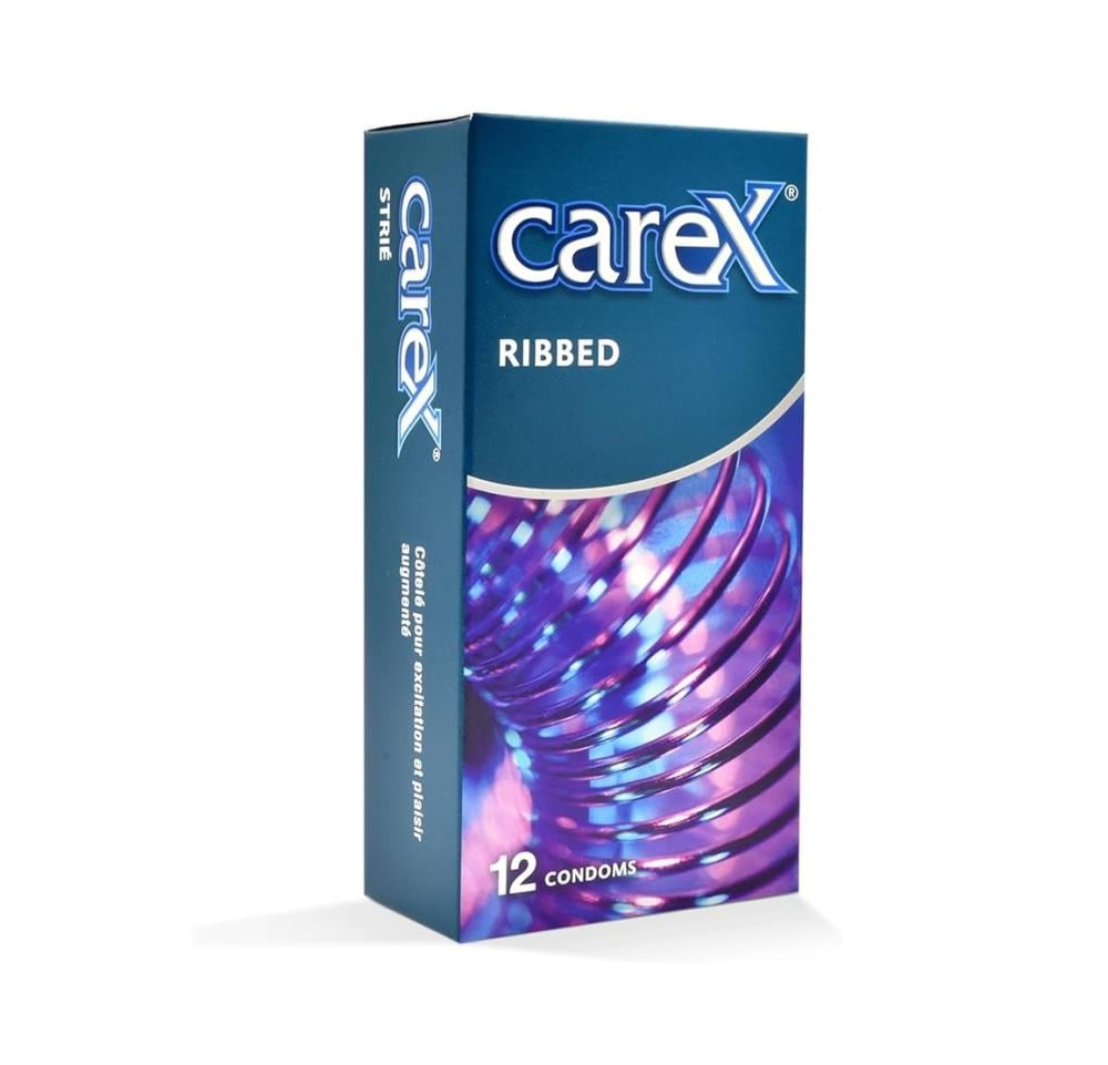 واقي ذكري مضلع لاتكس طبيعي كاركس عبوة 12 قطعة حماية وراحة