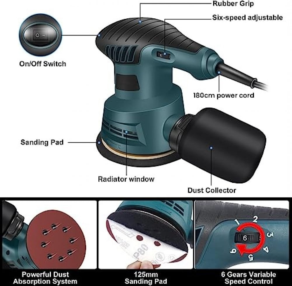 ماكينة صنفرة 300 واط 125 ملم 6 سرعات
