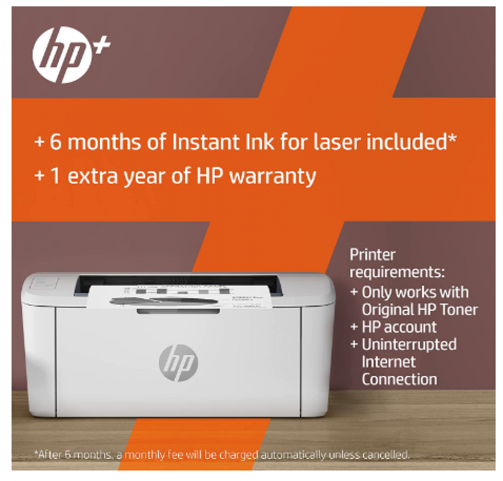 طابعة اتش بي ليزر جيت MFP110we مع 6 أشهر من الحبر الفوري متضمن مع اتش بي بلاس، ابيض، مقاس واحد، 7MD66E