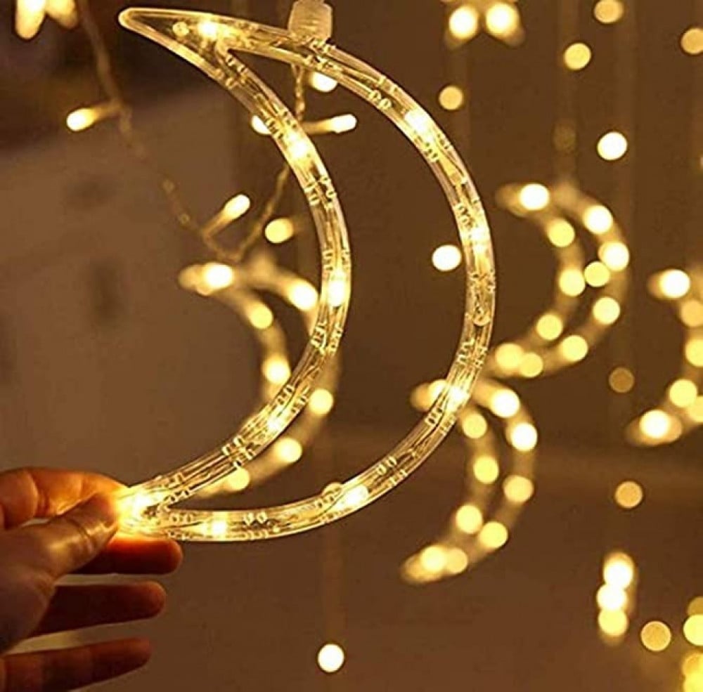 25M LED أضواء سلسلة الجنية الخماسية شكل نجمة أضواء الستار رمضان هدية