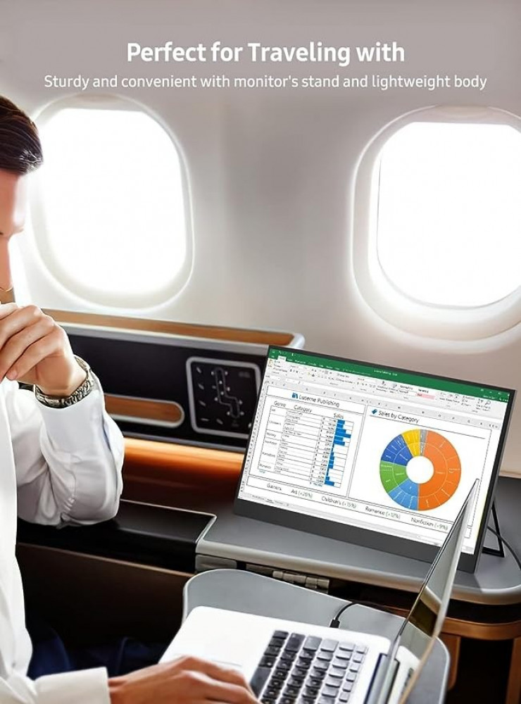 شاشة كمبيوتر العاب محمولة 2022 156 انش FHD 1080P HDR بدون اطار فائقة النحافة وخفيفة الوزن مع مسند قابل للطي فيسا بمنفذ HDMI ميني و2 USB C لسويتش ولابتوب وبلاي ستيشن 4 واكس بوكس من يو بيرفكت