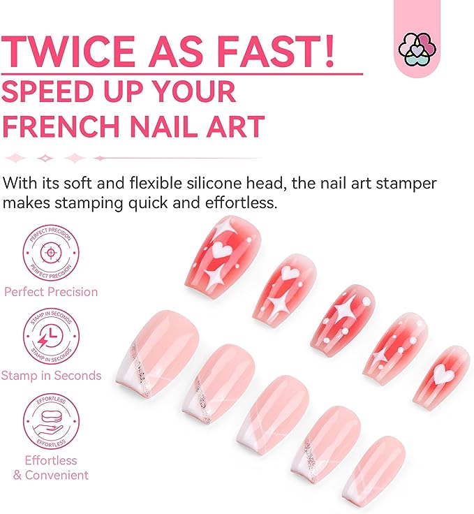 طقم ختم أظافر فرنسي من Saviland بسيليكون شفاف 4 قطع