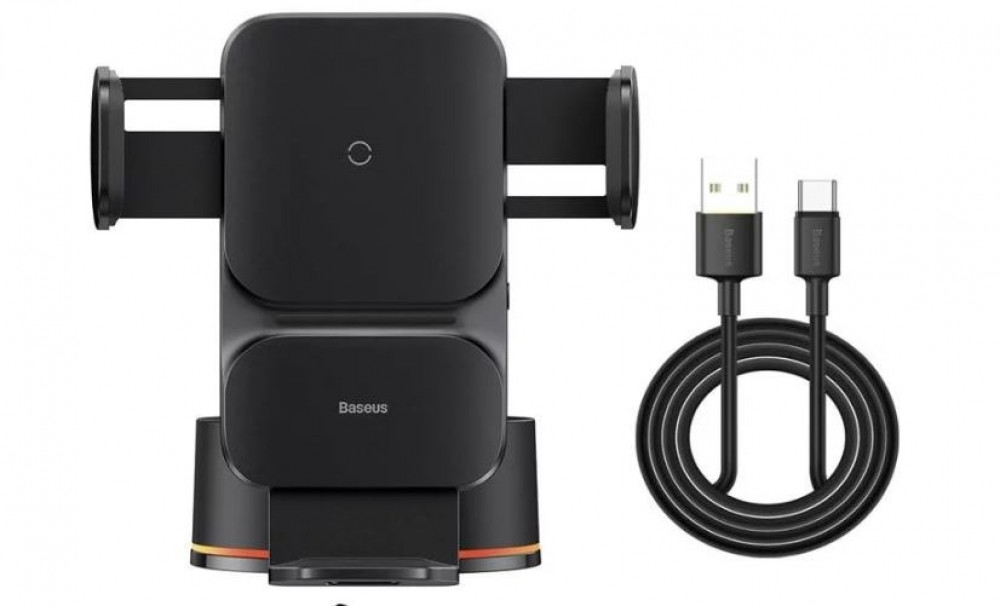 بيسوس - حامل ويسدوم شاحن سيارة كهربائي لاسلكي Qi ، 15 وات (أسود)