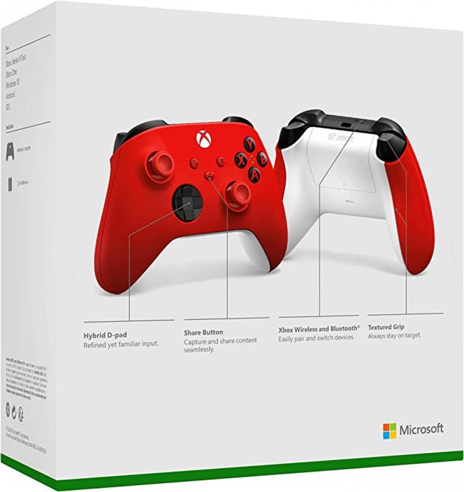 جهاز تحكم ألعاب لاسلكي Xbox | بلوتوث وزر مشاركة Pulse Red