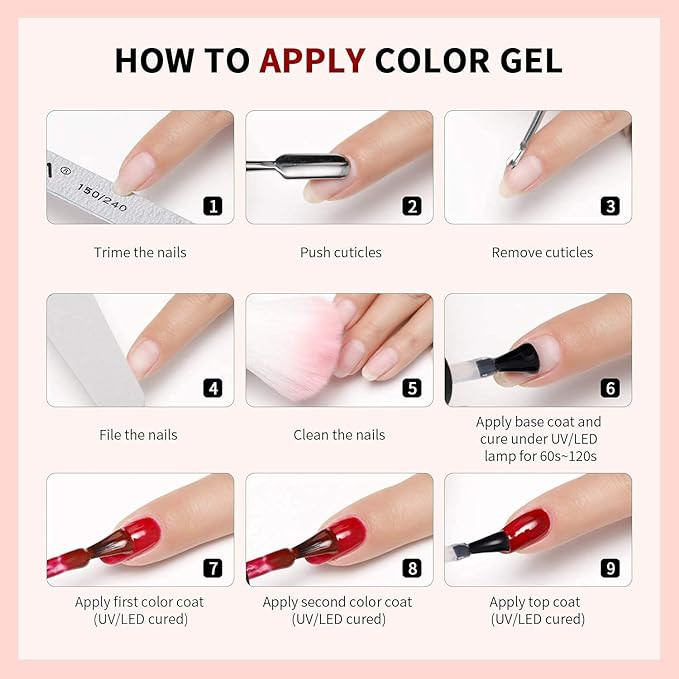 مجموعة طلاء أظافر جل من Miss Tiara بمعالجة LED ولمعان طويل 6 قطع