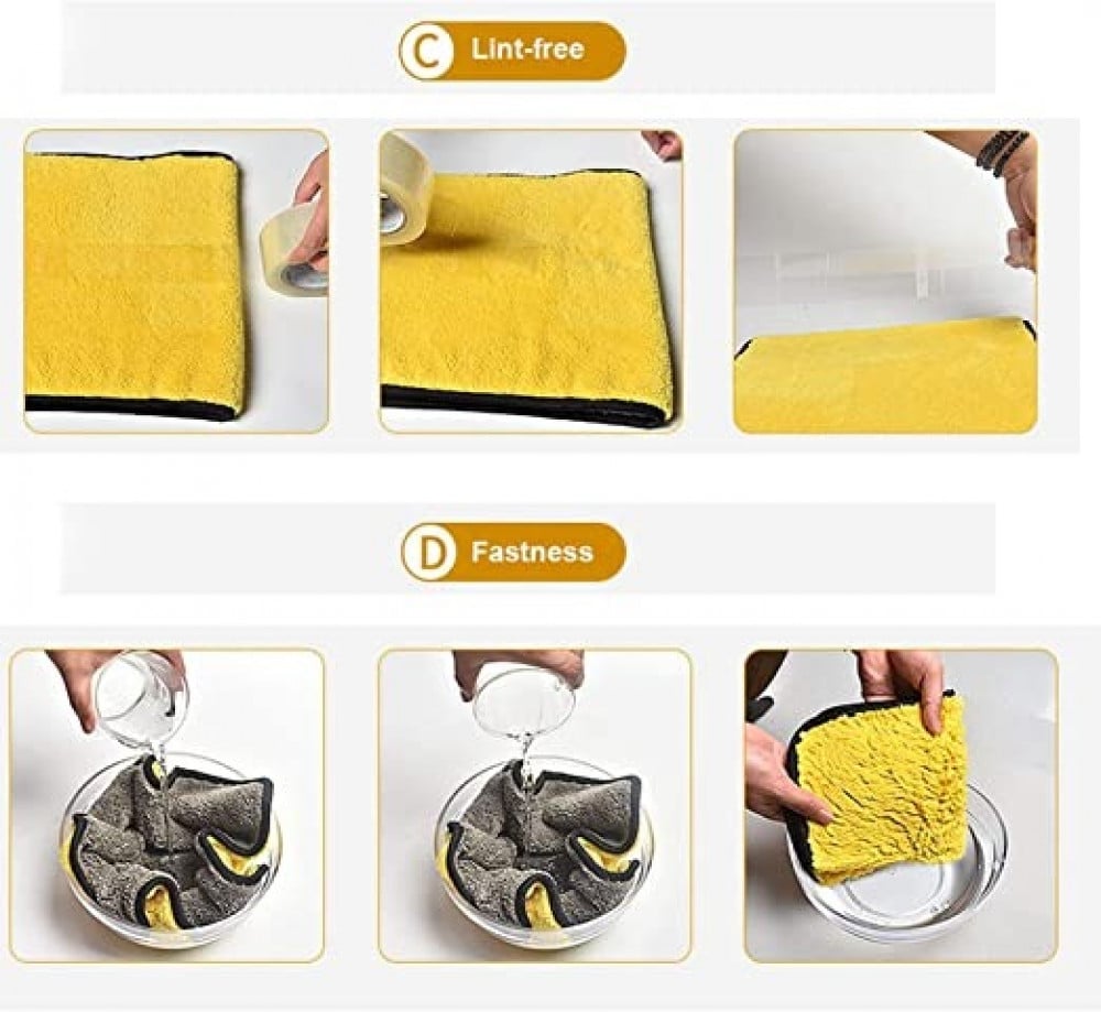 منشفة تجفيف السيارة، قماش للتنظيف من مايكروسوفت، منشفة احترافية ناعمة فائقة الامتصاص للسيارة/النوافذ/الشاشة/المطبخ، 40x30 سم عبوة من 3 قطع