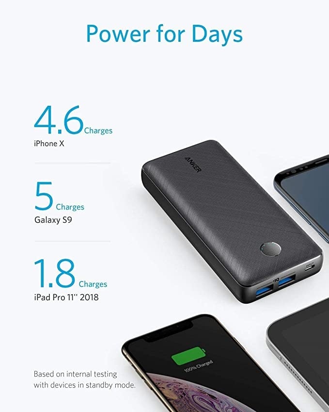 باور بانك باوركور سيليكت من انكر بسعة 20000 mAh لون اسود