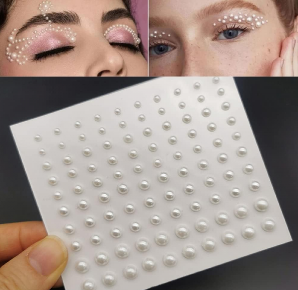 ملصقات تزيين الوجه أحجار كريستالية ذاتية اللصق 3 ورقات