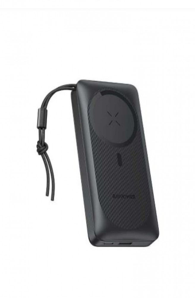 راف باور بطارية بايونير 20000 ملي امبير 15 واط بمنفذ تايب سي ومنفذ يو اس بي مع مغناطيس بخاصية الشحن الاسلكي - اسود