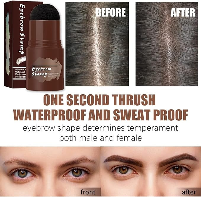 مجموعة استنسل للحواجب، مجموعة ختم الحواجب، مجموعة ختم الحواجب بخطوة واحدة، مع 10 استنسل حواجب قابل لاعادة الاستخدام و2 فرشاة حواجب (بني فاتح)