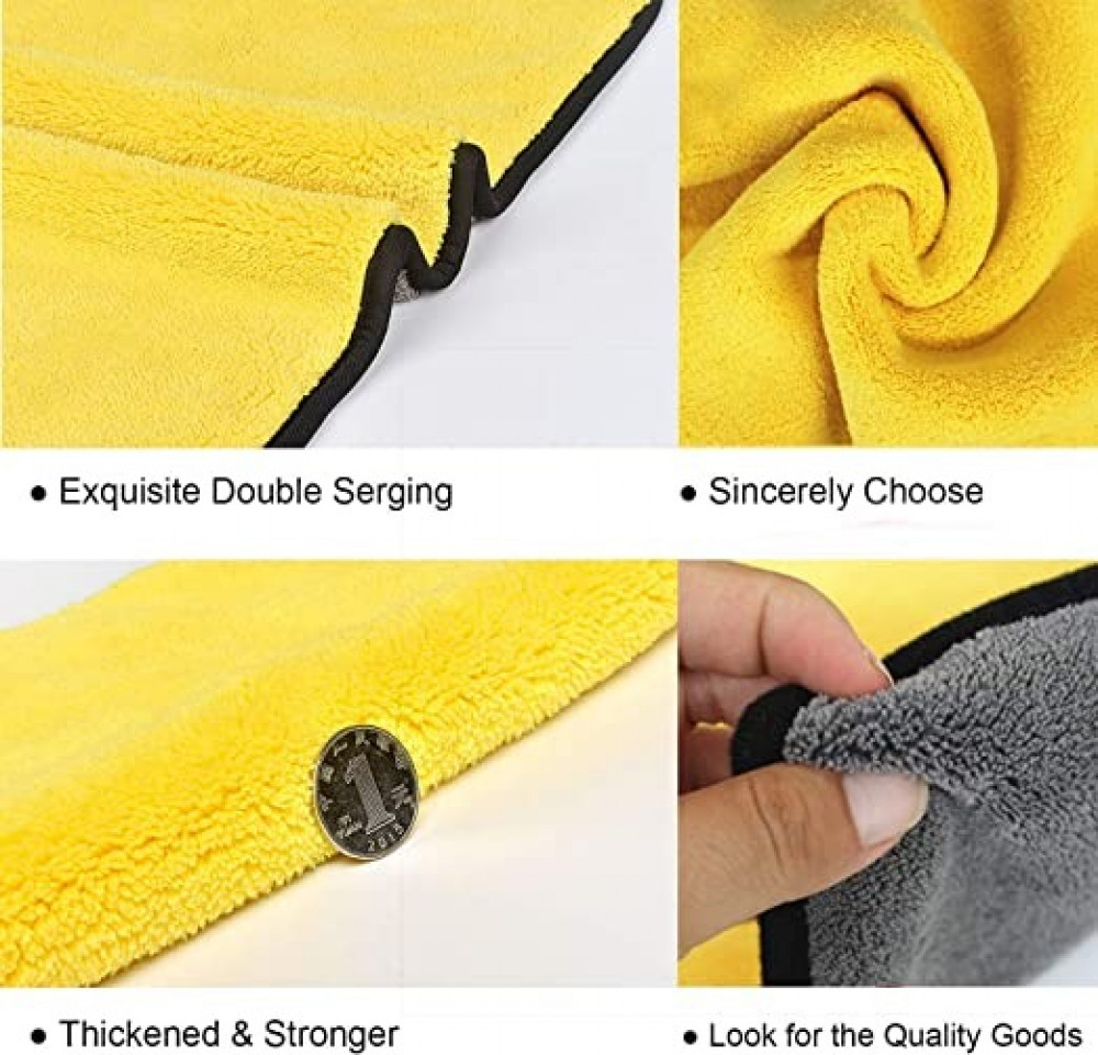 منشفة تجفيف السيارة، قماش للتنظيف من مايكروسوفت، منشفة احترافية ناعمة فائقة الامتصاص للسيارة/النوافذ/الشاشة/المطبخ، 40x30 سم عبوة من 3 قطع