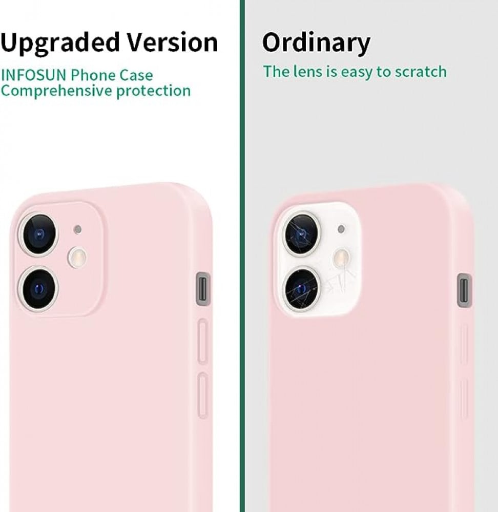 حافظة حماية رفيعة للغاية من جل السيليكون لجهاز ايفون 12 مقاس6.1 انش، حماية شاملة ضد الخدش مع خاصية مضادة للصدمات بفضل ماص الصدمات، زهري