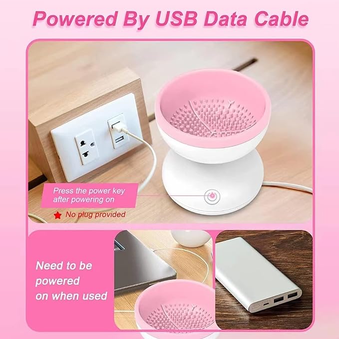 ماكينة تنظيف فرش مكياج كهربائية من اوتوبيكامب أوتوماتيك بشحن USB - 1 قطعة