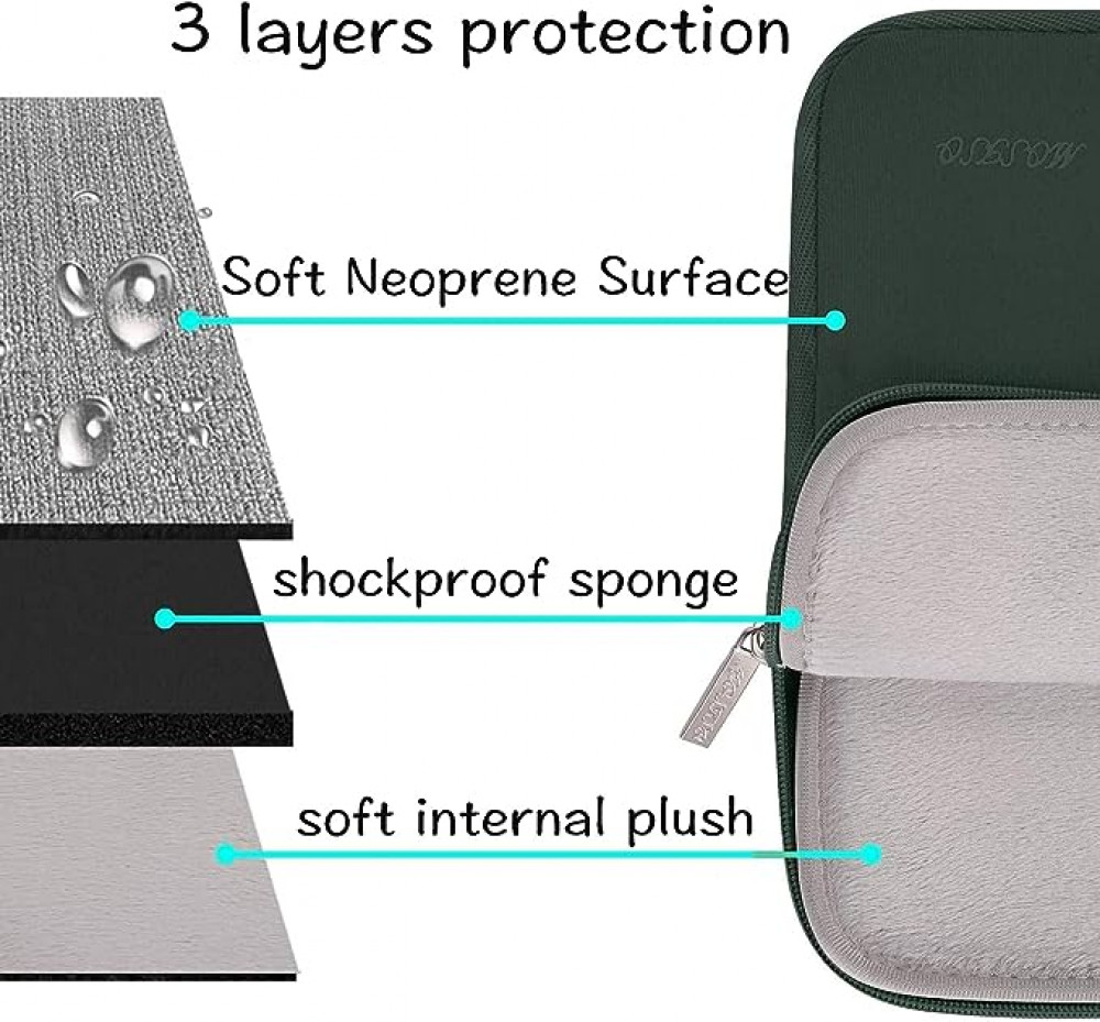 موسيسو حافظة لابتوب متوافقة مع ماك بوك اير/برو، نوت بوك 13-13.3 انش، متوافقة مع ماك بوك برو 14 انش 2023-2021 A2779 M2 A2442 M1، شنطة نيوبرين مع حافظة صغيرة، اخضر زمردي