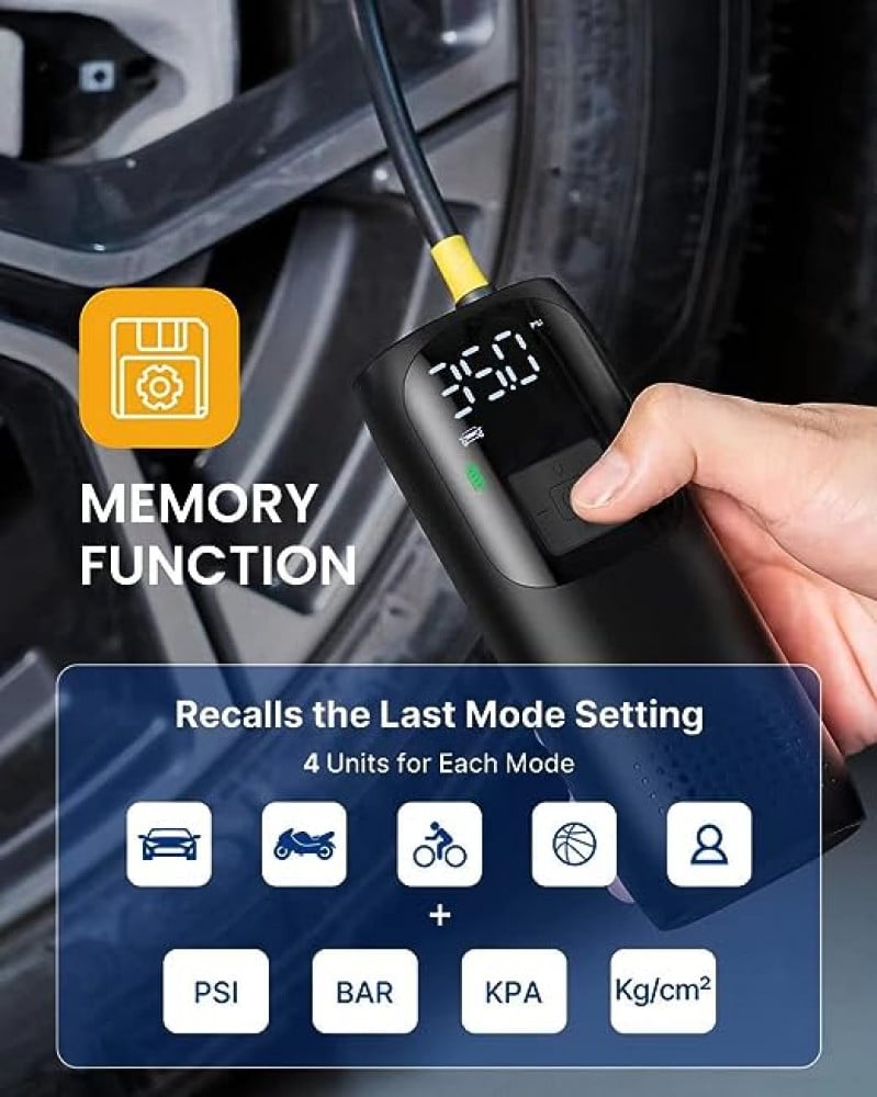 منفاخ هواء للاطارات ومنفاخ صغير للدراجة من ابسون، ضاغط هواء محمول للسيارة والدراجة، 150 باوند لكل انش مربع، ايقاف تشغيل تلقائي مع صمام بريستا / شريدر