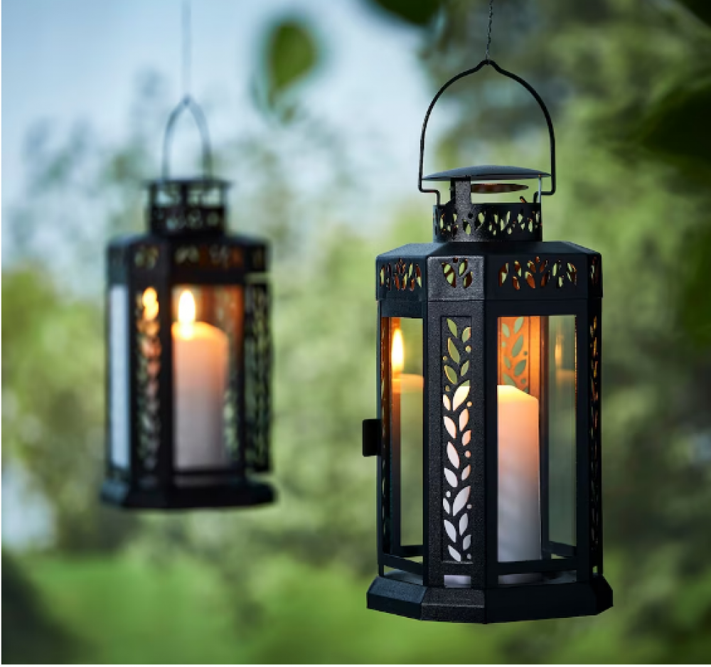 مشكاة لقالب شمع، داخلي/خارجي, أسود, 28 سم