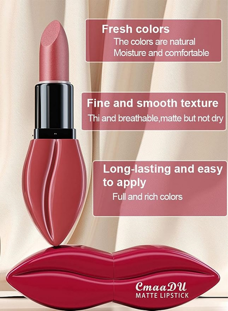 أحمر شفاه مخملي من CmaaDu مقاوم للماء لون أحمر 35 جم