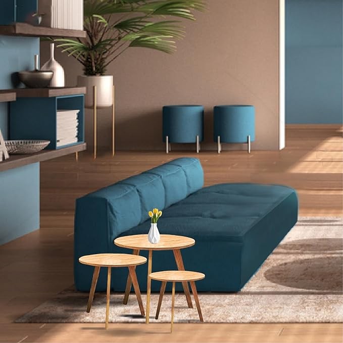 مجموعة من 4 طاولات منزلية كبيرة الحجم مكونة من 3 طاولات متداخلة طاولات جانبية للقهوة من الخشب البني مع أرجل خشبية لغرفة المعيشة والمكتب المنزلي وطاولات النوم بارتفاع 52 سم وعرض 65 سم