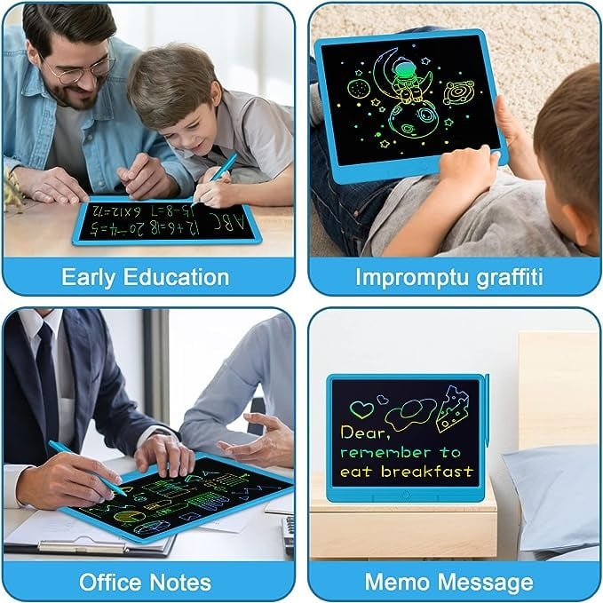 تاجو تابلت كتابة LCD ملون للاطفال مقاس 15 انش، لوح رسم محمول قابل لاعادة الاستخدام، لوح رسم قابل للمسح واعادة الاستخدام، هدية للاطفال والكبار في المنزل والمدرسة والمكتب مع زر قفل