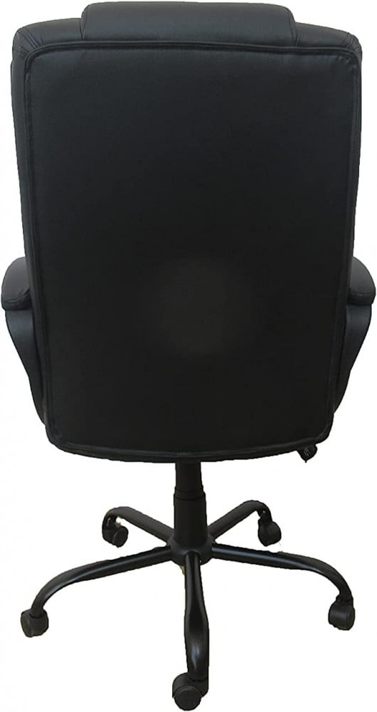 كرسي من البولي يوريثين والنايلون الاسود ورافعة غازية وخاصية امالة الفراشة، مقاس 80 ملم مع غطاء بمسحوق اسود وعجلات من النايلون