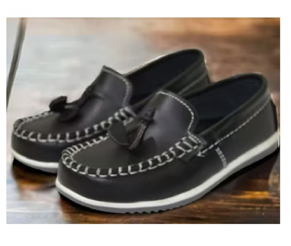 حذاء أطفال جلد طبيعي لوفر MLR-SH004 - جلد بقري وخياطة يدوية ونعل PVC