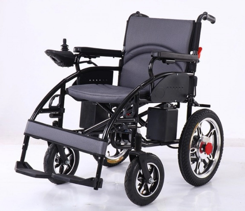 كرسي متحرك كهربائي مقاس 56 سم مع ريموت ومقعد إسفنجي مدى 15-20 كم