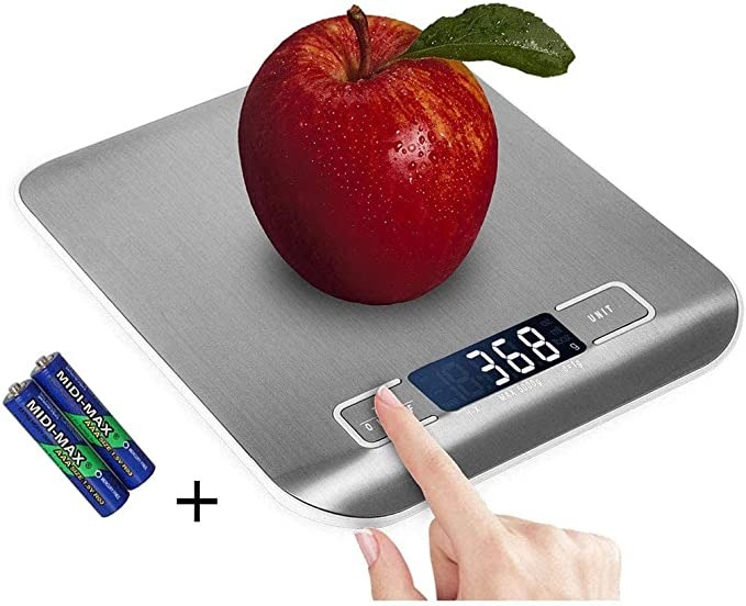 ميزان مطبخ رقمي رفيع معدني بسعة 5 كغم ودقة 1 غ LCD
