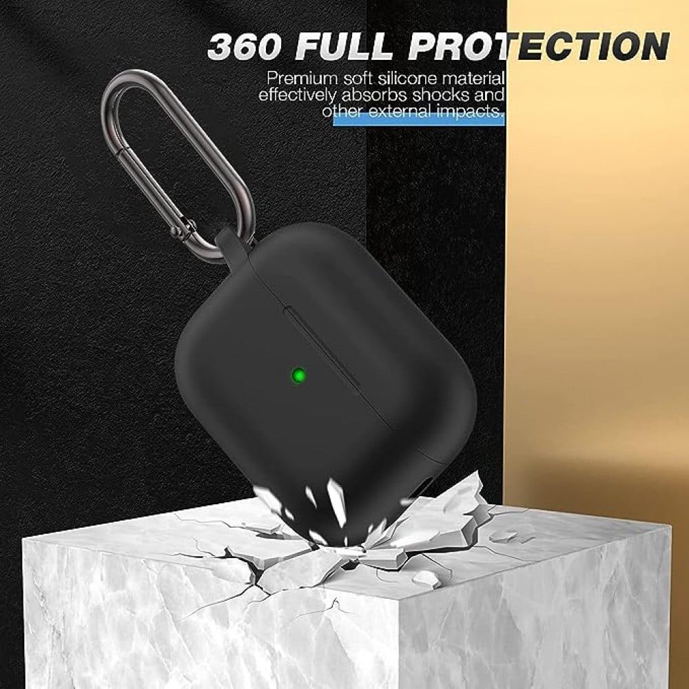 تي تيرسيلي جراب سيليكون متوافق مع ايربودز برو 2 (2022) - سيليكون ممتاز مع خطاف، يدعم الشحن اللاسلكي، حماية ضد الصدمات (لون اسود)
