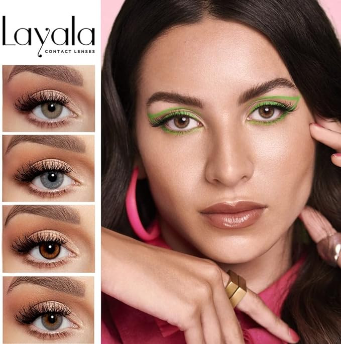 عدسات لاصقة ملونة من لايالا بتأثير تكبير 142 مم عبوة 2