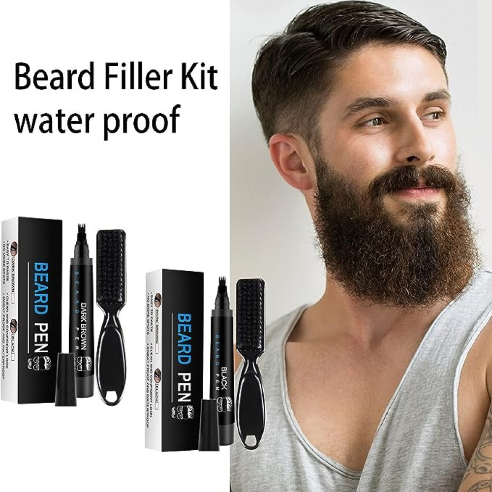 قلم تكثيف اللحية من دي ام جي تيك مقاوم للماء مع فرشاة 2 قطعة
