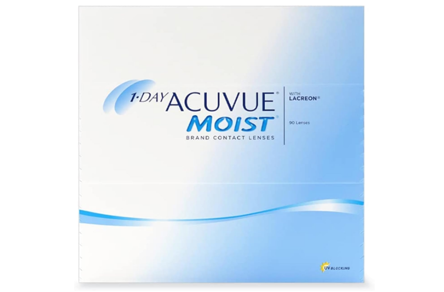 عدسات اكيوفيو اليومي لترطيب يدوم طوال اليوم، مكونة من 90 عدسة لاصقة شفافة، بديلة، يومية، تحمي من الاشعة فوق البنفسجية