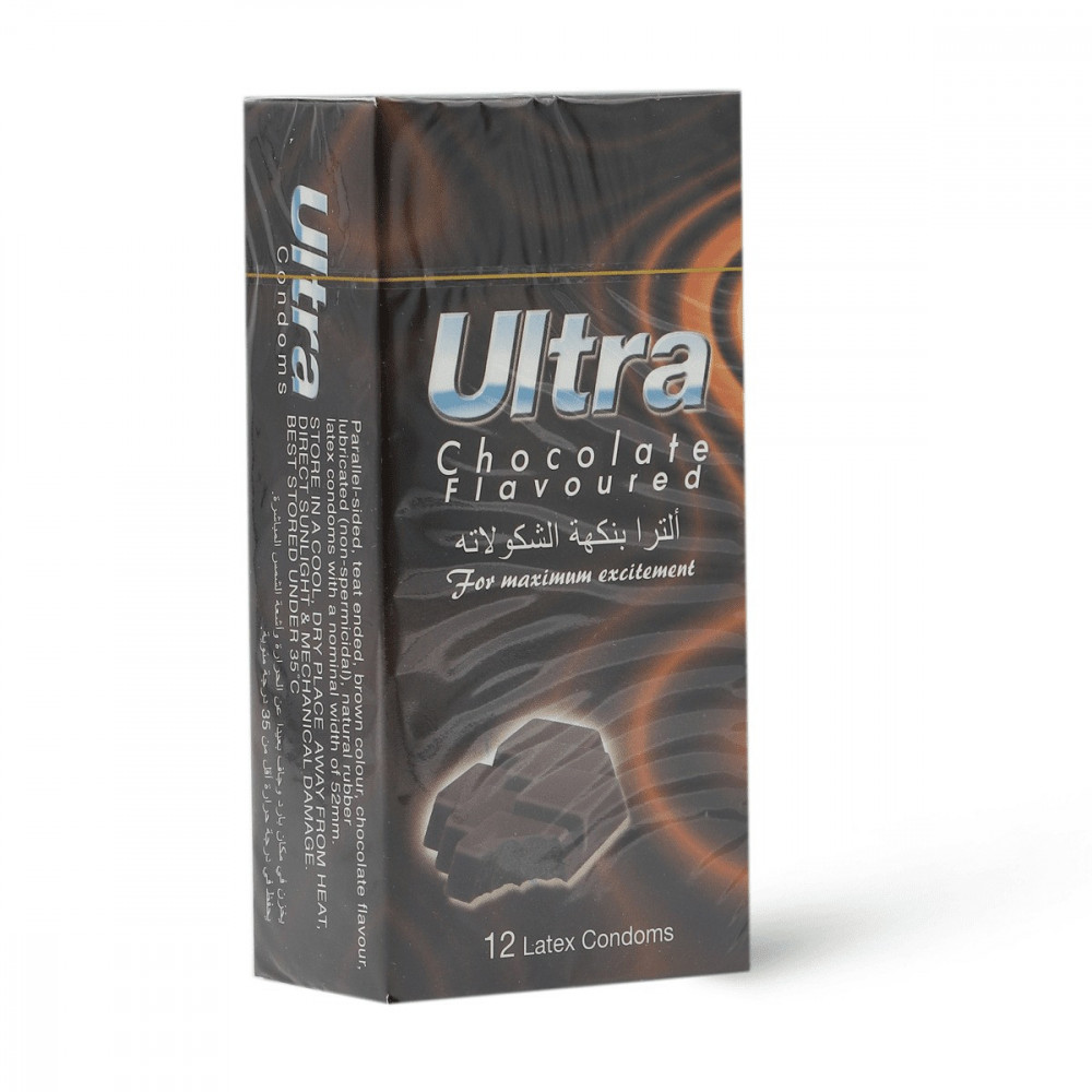 واقي ذكري ألترا بنكهة الشوكولاتة عبوة 12 قطعة من لاتكس طبيعي