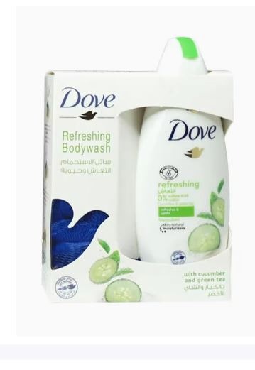 غسول الجسم من Dove دوف بالخيار والشاي الأخضر 250 مل مع ليفة