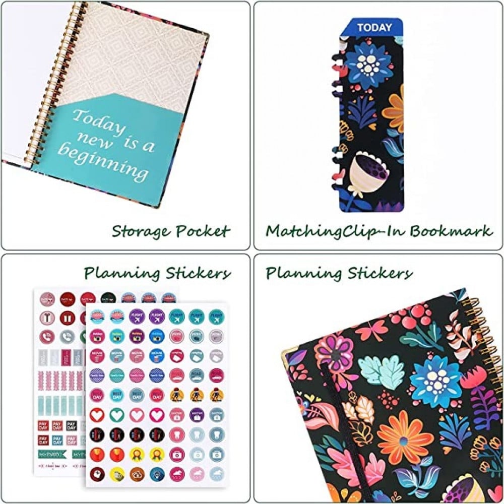 دفتر للتخطيط لعام 2023 - دفتر تخطيط اسبوعي من شهر يناير الى ديسمبر لعام 2023، دفتر يستخدم ورق ايه 5 مع جيب داخلي، مع اجندة بعدد الشهور