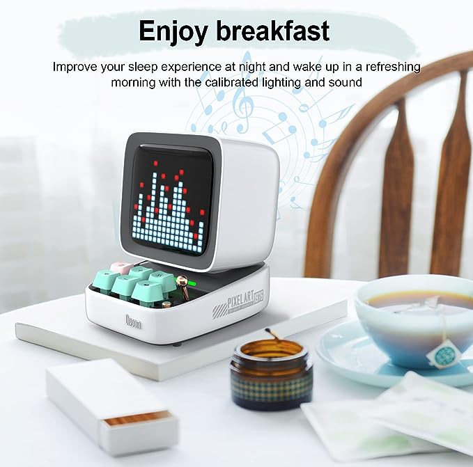 مكبر صوت محمول يعمل بتقنية البلوتوث محمول للالعاب بكسل ارت مع تطبيق تحكم ولوحة امامية 16×16 LED (ابيض) من ديفوم