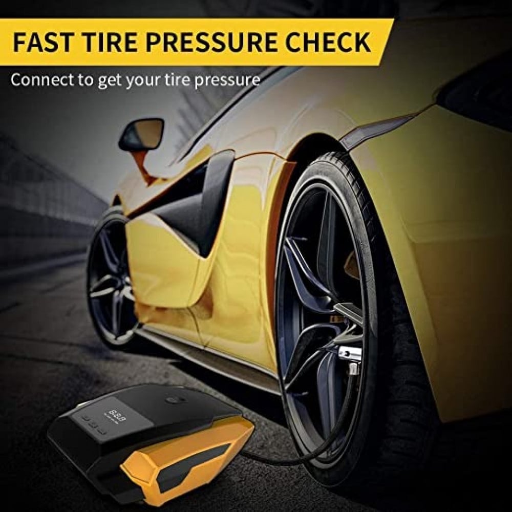 ضاغط هواء من اكلو محمول لنفخ الإطارات بقدرة 12 فولت تيار مستمر مع ضوء LED و3 قطع أمامية قابلة للنفخ لإطارات السيارات الدراجات النارية كرات السلة وغيرها من الأشياء القابلة للنفخ